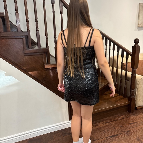 Glamine Black Sequin Mini Dress, Sexy Small size - Picture 3 of 4